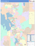 Wasatch Front Metro Area Wall Map Color Cast Style